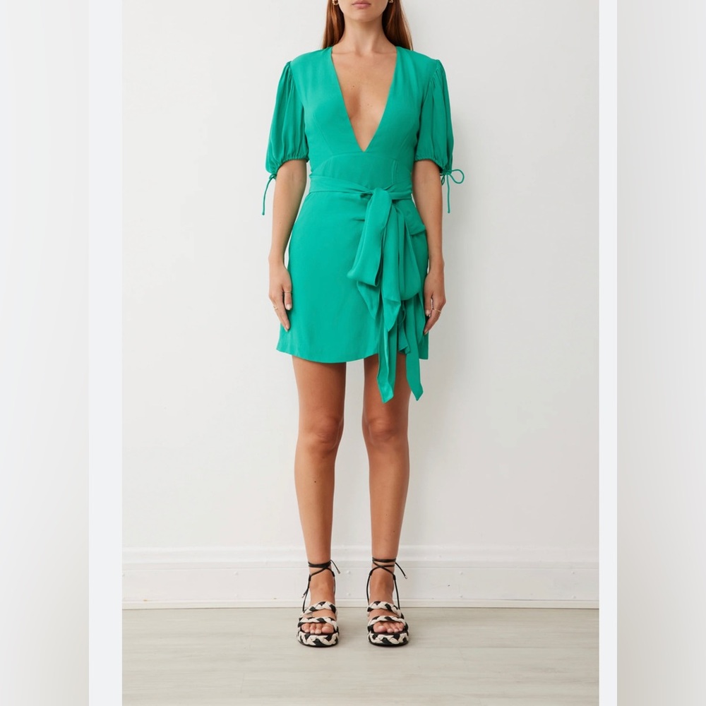 Boskemper JOLIE Teal Green Mini Dress with Tie XS‎